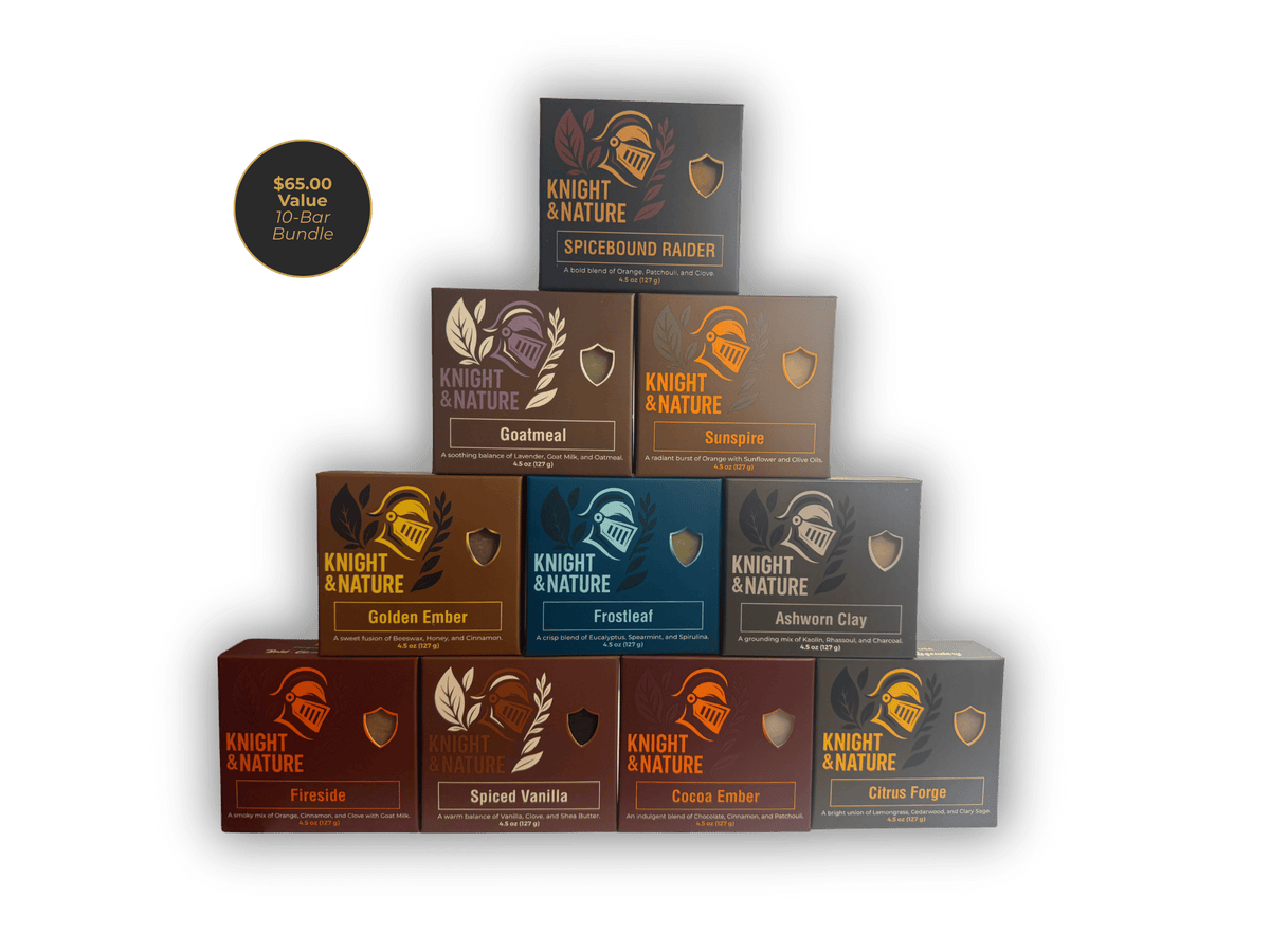 The Knight’s Arsenal complete 10-bar handmade soap collection by Knight & Nature