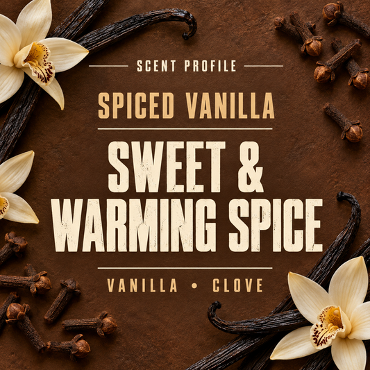 Spiced Vanilla soap scent profile: sweet and warming spice, framed by vanilla pods and cloves